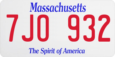 MA license plate 7JO932