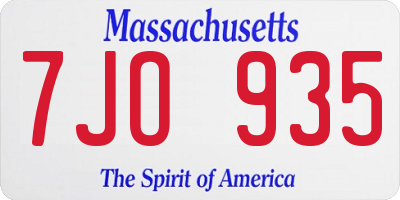MA license plate 7JO935