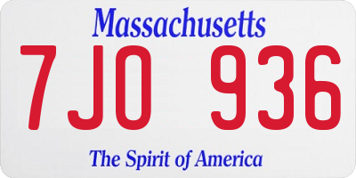 MA license plate 7JO936