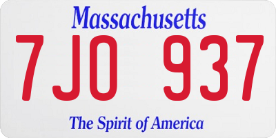 MA license plate 7JO937