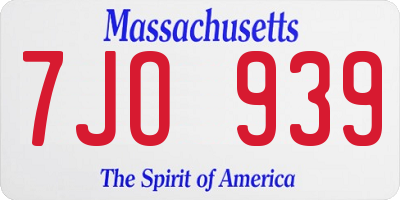 MA license plate 7JO939