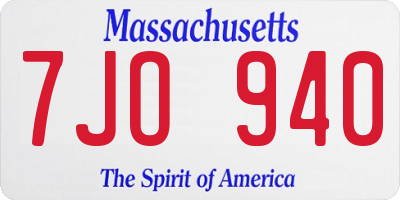 MA license plate 7JO940