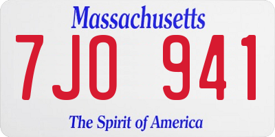 MA license plate 7JO941