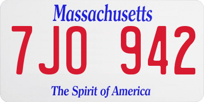 MA license plate 7JO942