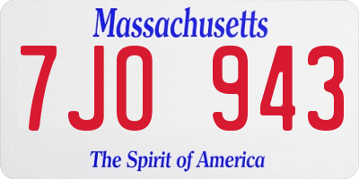MA license plate 7JO943