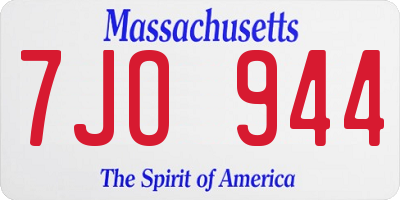 MA license plate 7JO944