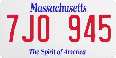 MA license plate 7JO945