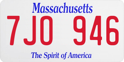 MA license plate 7JO946