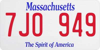 MA license plate 7JO949