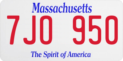MA license plate 7JO950