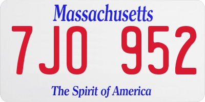 MA license plate 7JO952