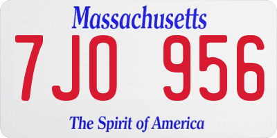 MA license plate 7JO956