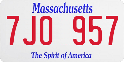 MA license plate 7JO957