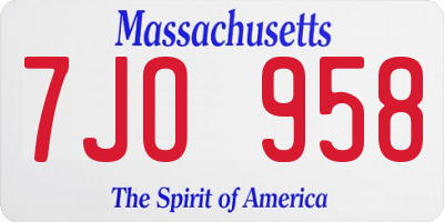MA license plate 7JO958