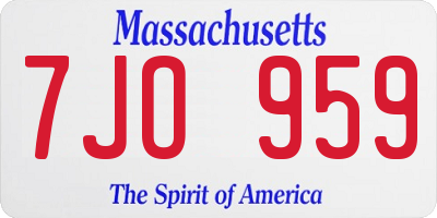 MA license plate 7JO959