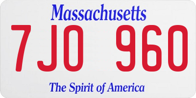 MA license plate 7JO960