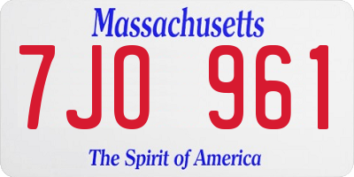 MA license plate 7JO961
