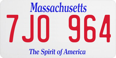 MA license plate 7JO964