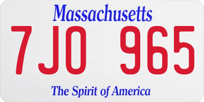 MA license plate 7JO965