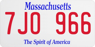 MA license plate 7JO966