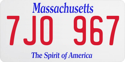 MA license plate 7JO967