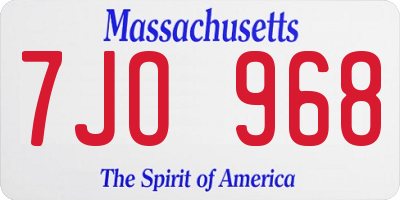 MA license plate 7JO968