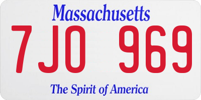 MA license plate 7JO969