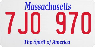 MA license plate 7JO970