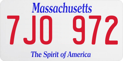 MA license plate 7JO972