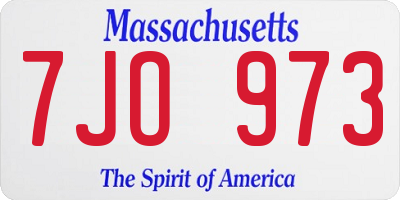 MA license plate 7JO973