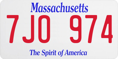 MA license plate 7JO974