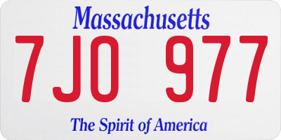MA license plate 7JO977