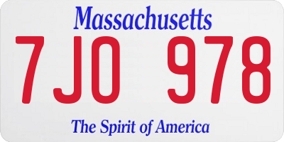 MA license plate 7JO978
