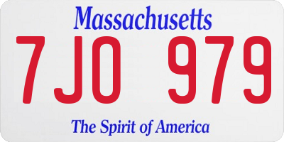 MA license plate 7JO979