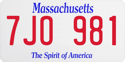MA license plate 7JO981