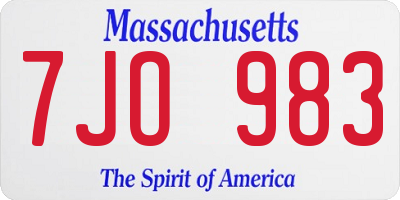MA license plate 7JO983