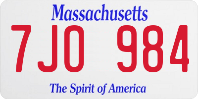 MA license plate 7JO984