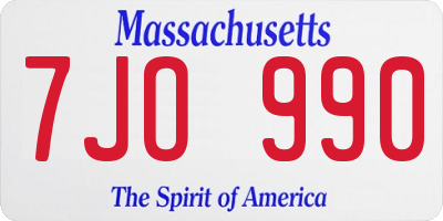 MA license plate 7JO990