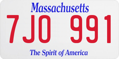 MA license plate 7JO991