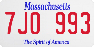 MA license plate 7JO993