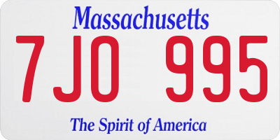 MA license plate 7JO995