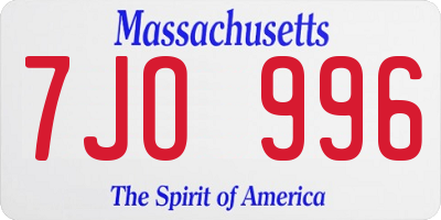 MA license plate 7JO996