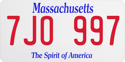 MA license plate 7JO997