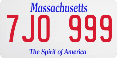 MA license plate 7JO999