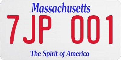 MA license plate 7JP001