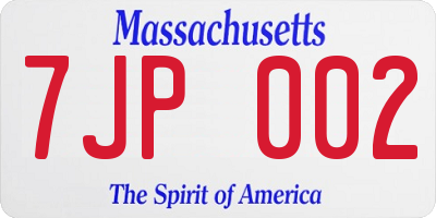 MA license plate 7JP002