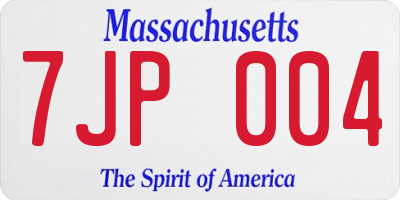 MA license plate 7JP004