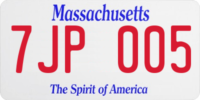 MA license plate 7JP005