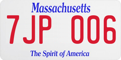 MA license plate 7JP006
