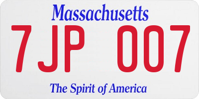 MA license plate 7JP007